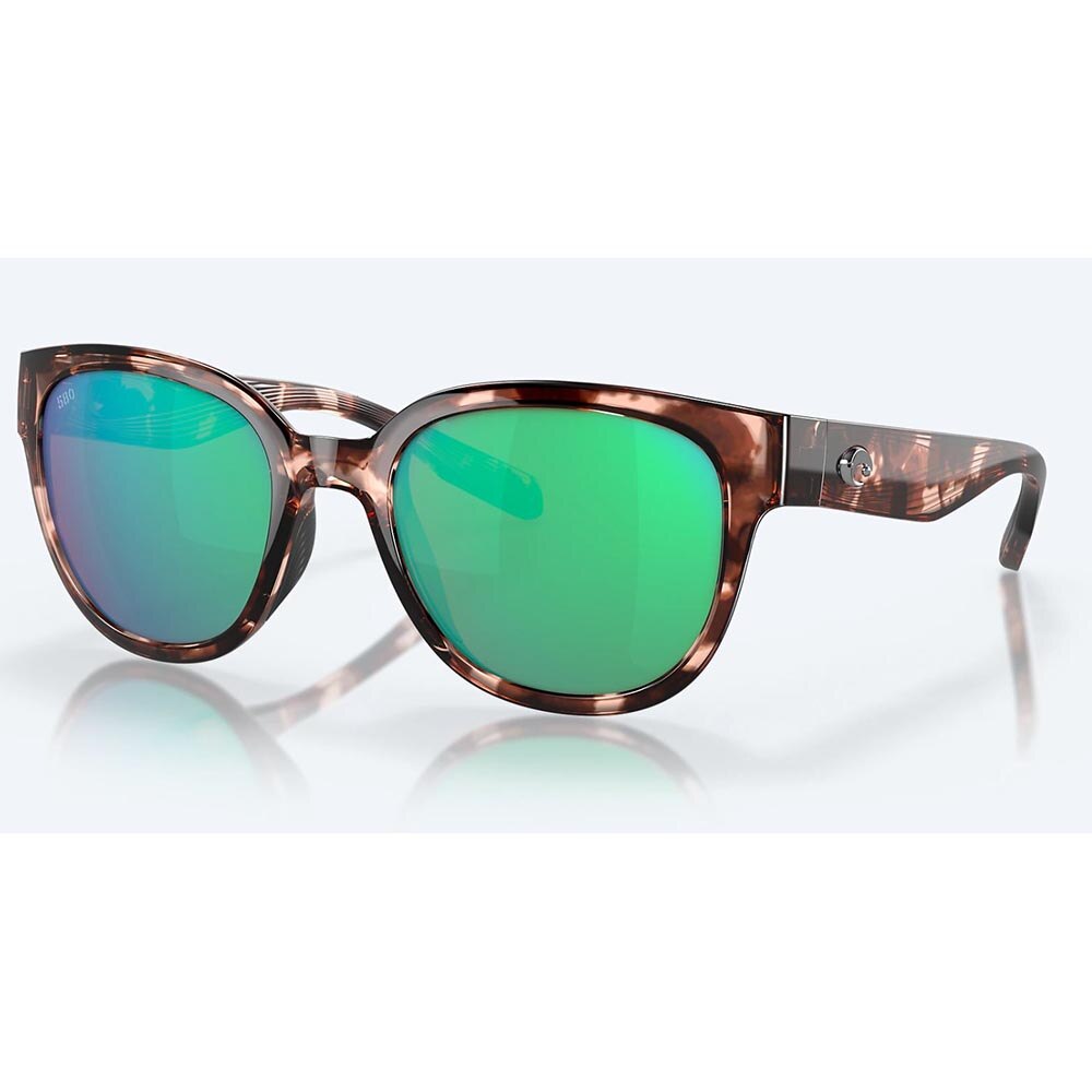 Costa Salina Sunglasses Polarized in Coral Tortoise with Green Mirror 580G